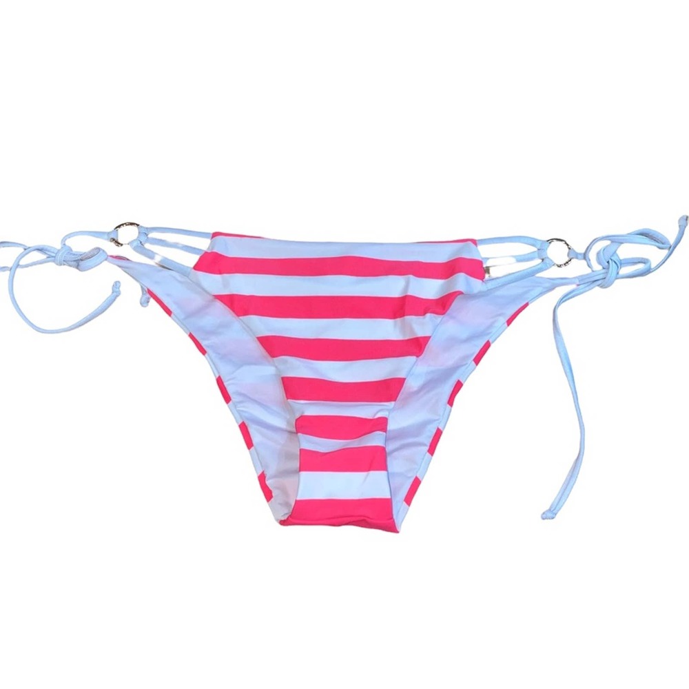 NWT Relleciga Striped Hot Pink‎ & White Tie Bikini